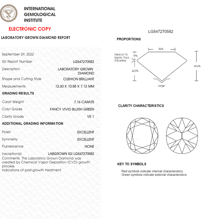 [IGI Report of Bluish Green Diamond]-[Ouros Jewels]