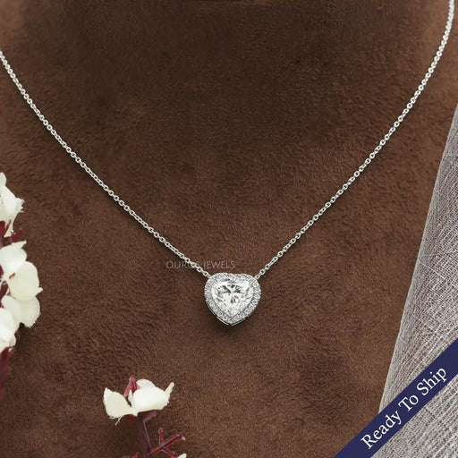 [a necklace with a heart shaped diamond on it]-[Ouros Jewels]