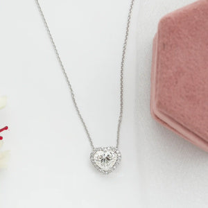 [a necklace with a heart shaped diamond on it]-[Ouros Jewels]