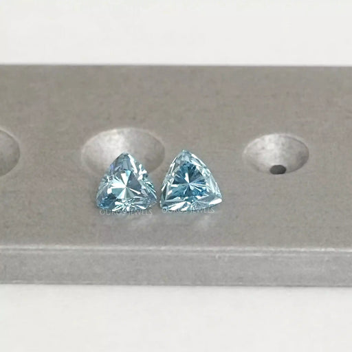 Blue Trillion Cut Loose Diamonds Pair