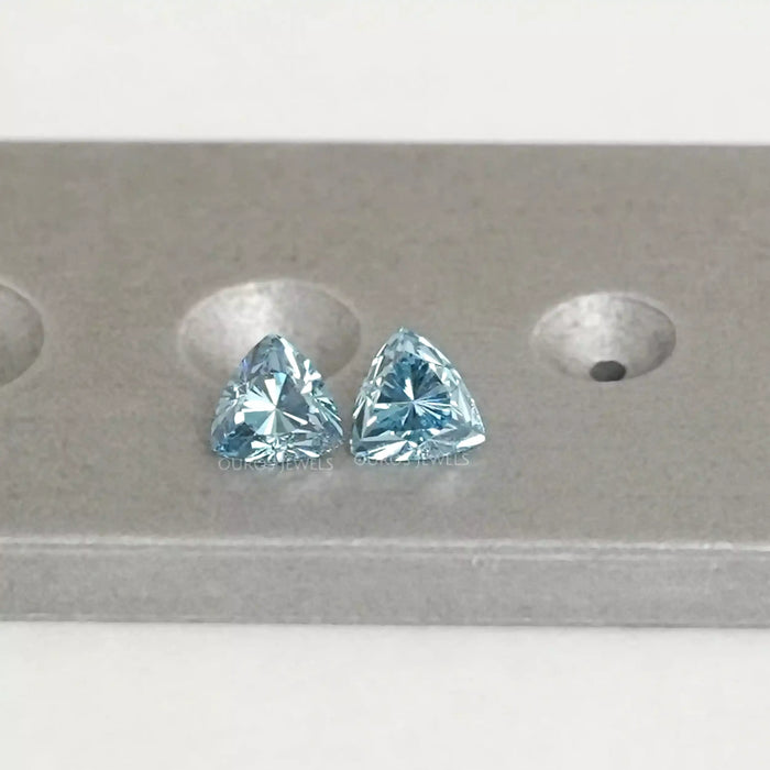 Blue Trillion Cut Loose Diamonds Pair