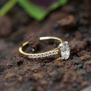 [Side View of Oval Solitaire Accent Ring]-[Ouros Jewels]