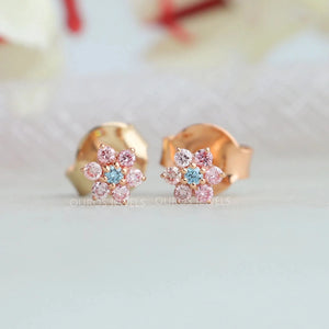 Flower shaped diamond earrings