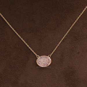 Pink Round Cut Lab Grown  Diamond  Pave Set Pendant