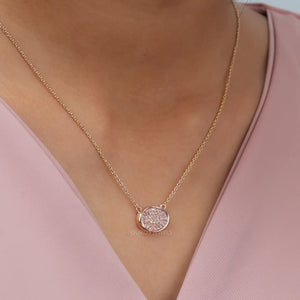 Pink Round Cut Lab Grown  Diamond  Pave Set Pendant