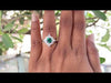 Green Cushion Cut Gemstone Halo Ring