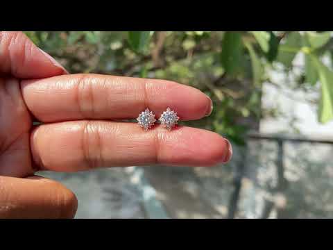 Round Cluster Diamond Studs Rose Gold