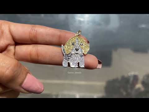 dog cut colored diamond pendant