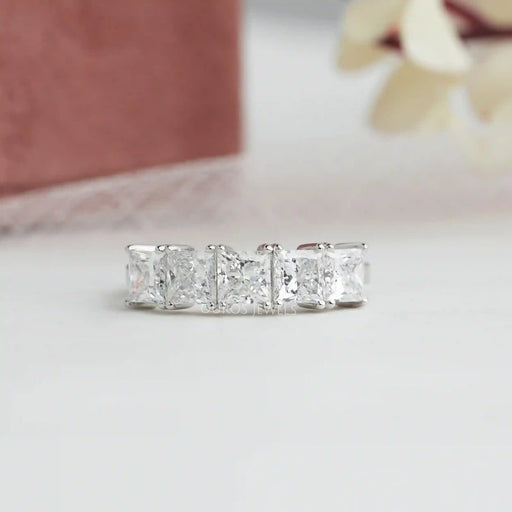 Five Stone Princess Cut Lab Grown Diamond Ring