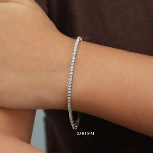 [A Women wearing Round Lab Diamond Bracelet]-[Ouros Jewels]