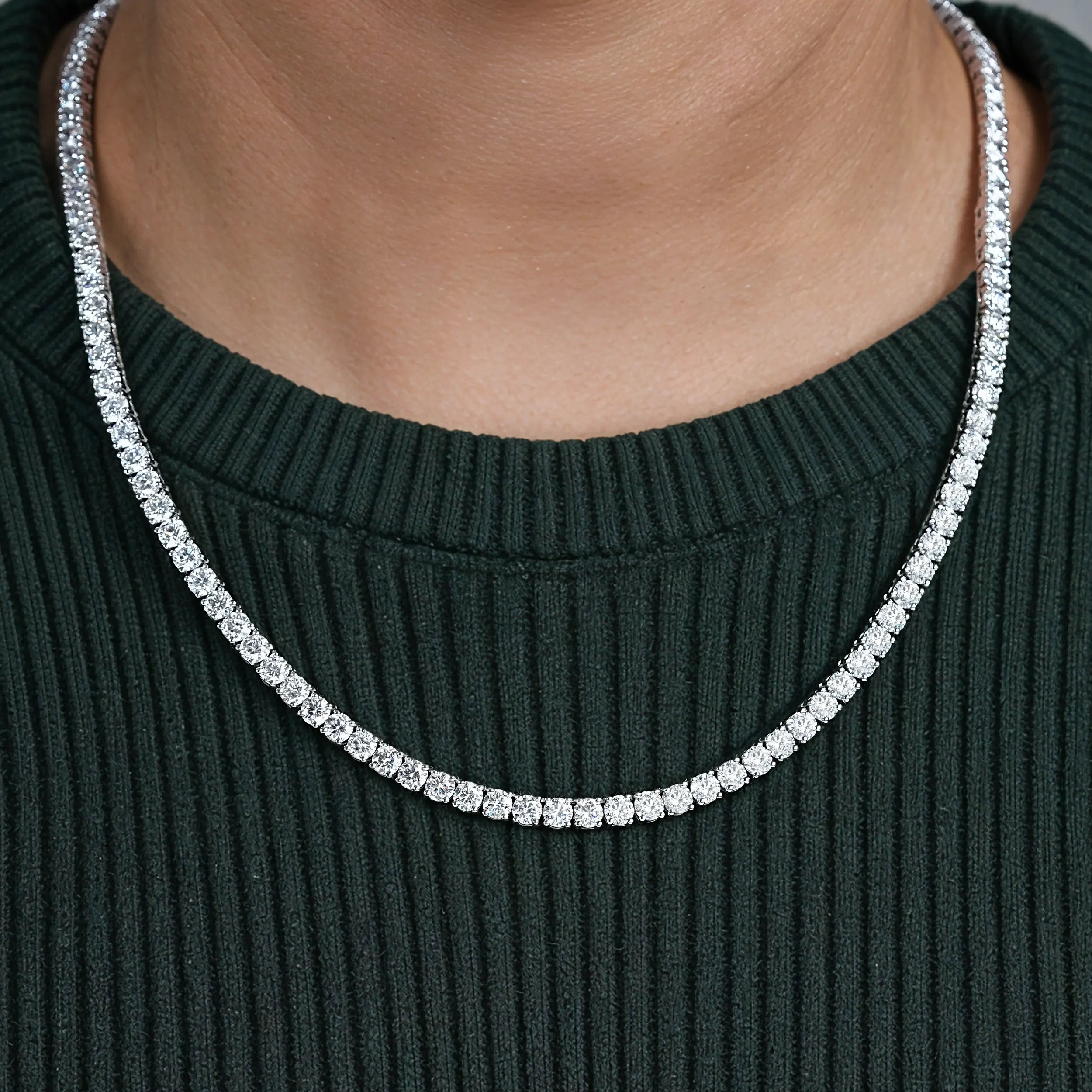 Round Diamond Tennis Necklace