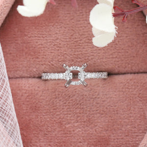 Hidden Halo Round Semi Mount Diamond Accented Ring