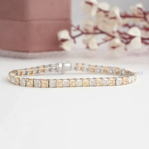 Yellow Cushion Lab Grown Diamond Tennis Bracelet