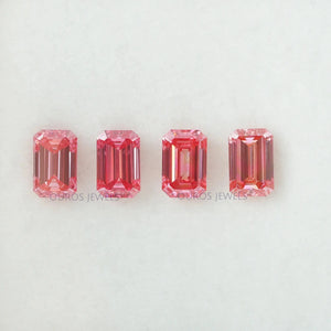 Pink Lab Grown Emerald Cut Gemstone Diamond