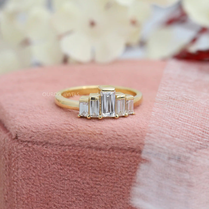 Five Stone Baguette Lab Diamond Promise Ring