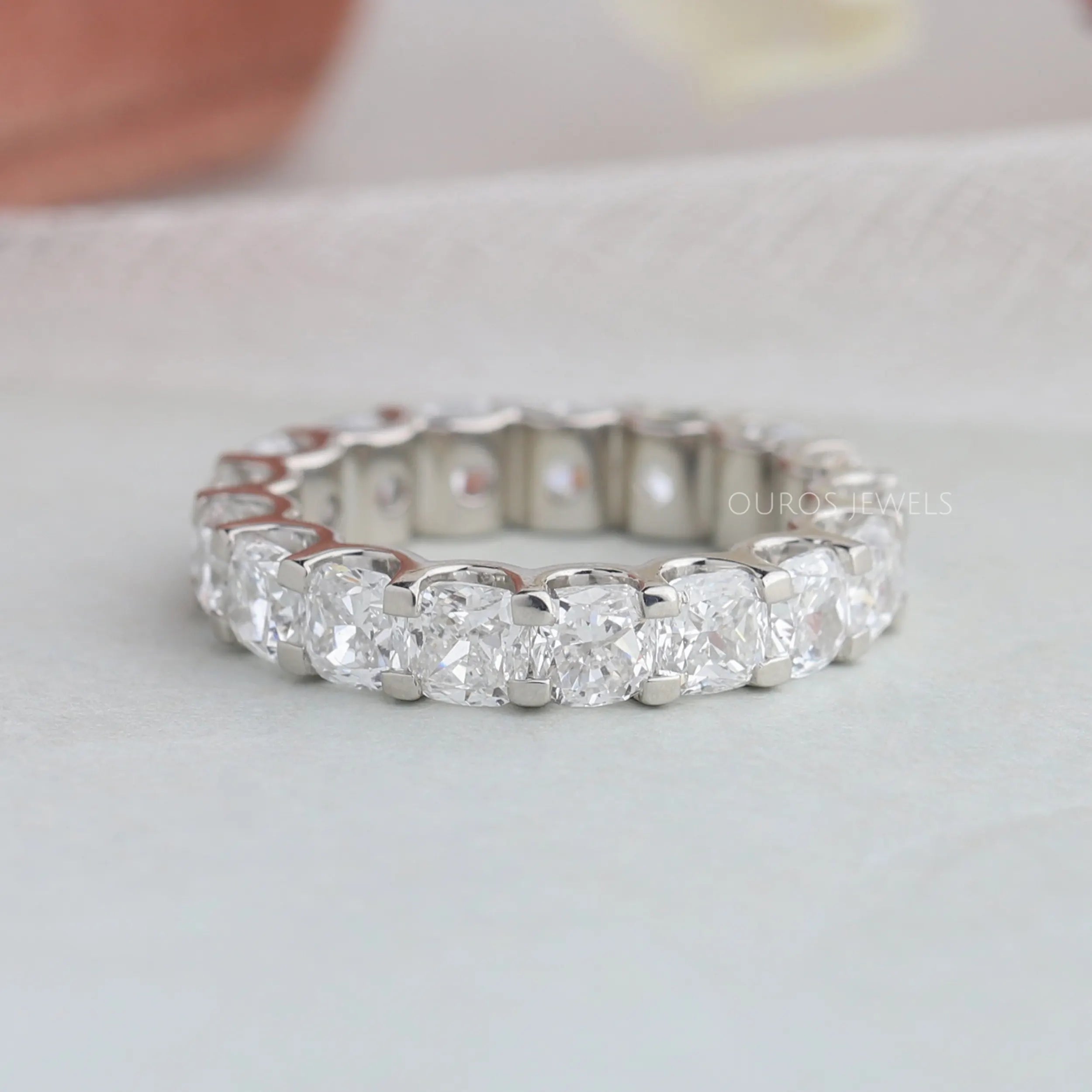 Cushion Cut Lab Diamond Full Eternity Ring 