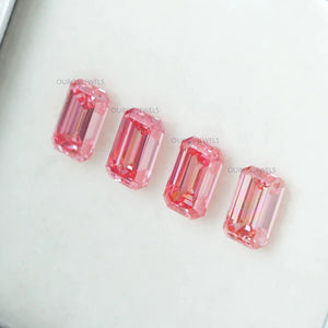 Pink Lab Grown Emerald Cut Gemstone Diamond