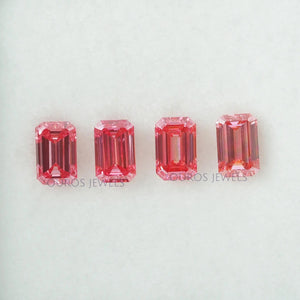 Pink Lab Grown Emerald Cut Gemstone Diamond