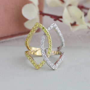 [Lab Grown Round Cut Diamond Cocktail Party Wear Ring In Lip Shaped]-[Ouros Jewels]