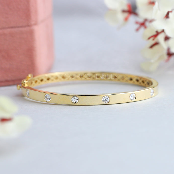 Round Lab Grown Diamond Flush Bangle