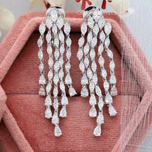 9.00 TCW Pear Marquise Cut Chandelier Bridal Earrings