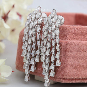 9.00 TCW Pear Marquise Cut Chandelier Bridal Earrings