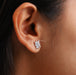 Marquise Cut Cluster Stud Earrings shown worn on an ear, highlighting the elegant floral design and the sparkling lab-grown diamonds against the skin.