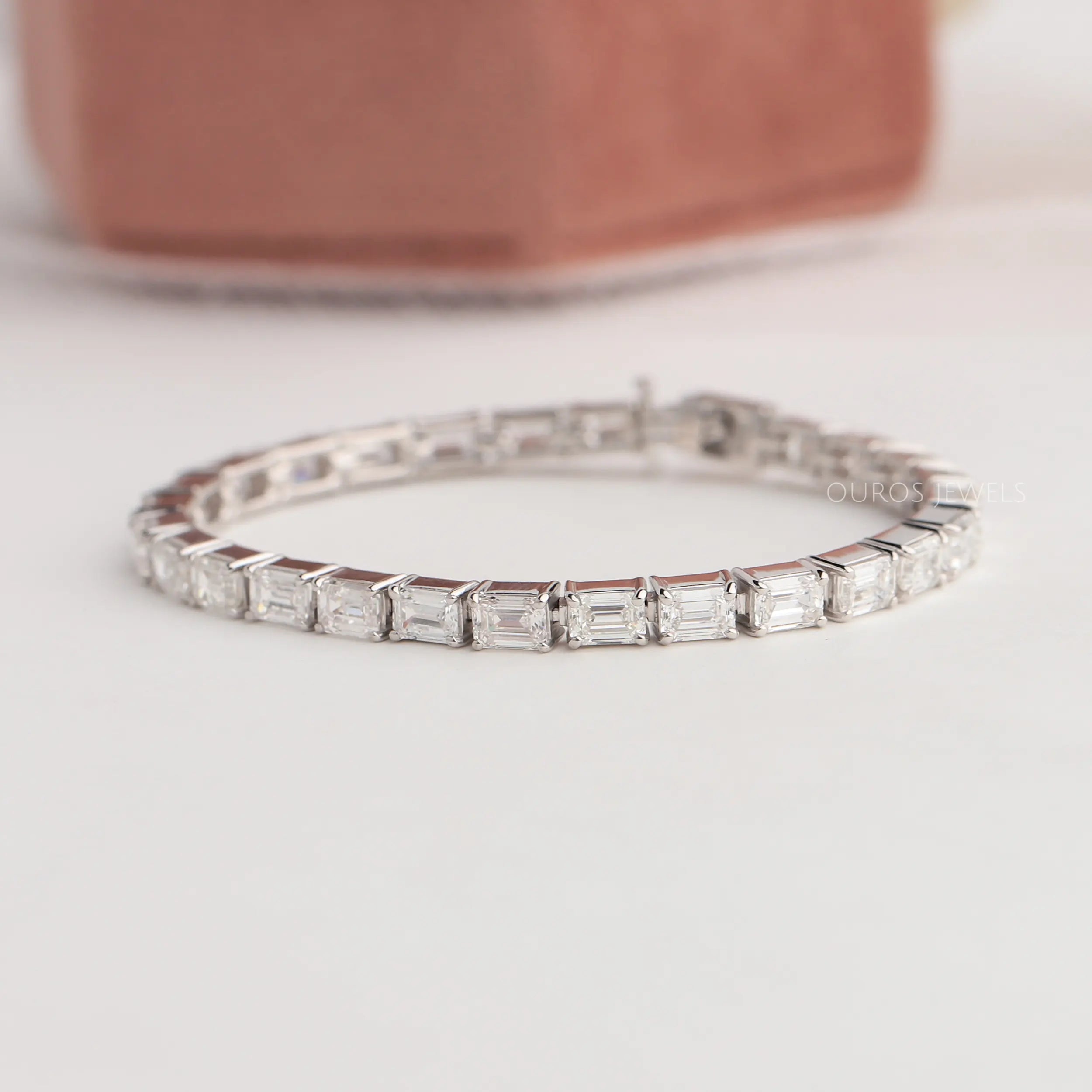 Emerald Cut Lab Diamond Line Bracelet