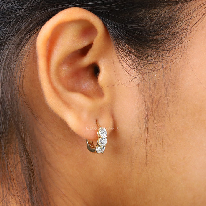 OEC round diamond hoop earrings