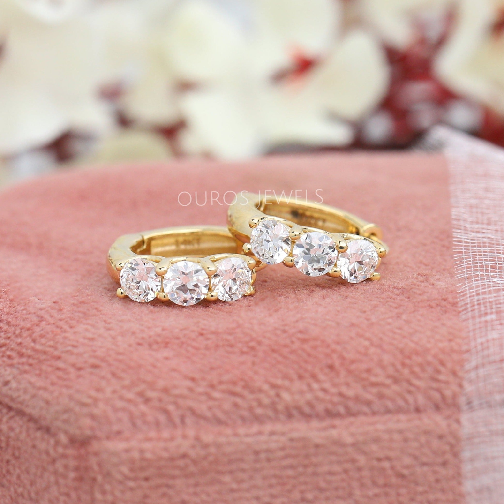 Antique OEC Round Diamond Cuff Hoops