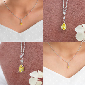 pear yellow diamond three stone pendant