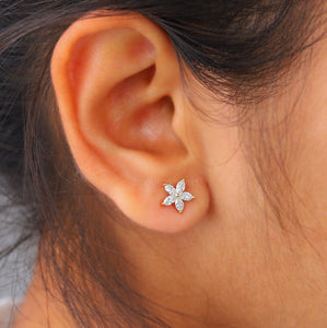 Flower Pattern Marquise Diamond Earrings