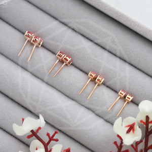 [Rose Gold Diamond Stud Earrings Screw Back]-[Ouros Jewels]