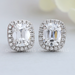 [Halo Setting Of Cushion Cut Stud Earrings]-[Ouros Jewels]