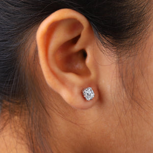 Old Mine Cushion Cut Lab Diamond Stud Earrings