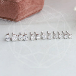 [Oval Screw Back Diamond Earrings]-[Ouros Jewels]