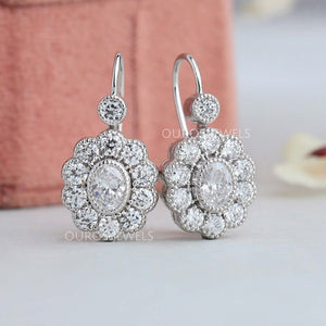 [Oval Cut Diamond Drop Earrings]-[Ouros Jewels]