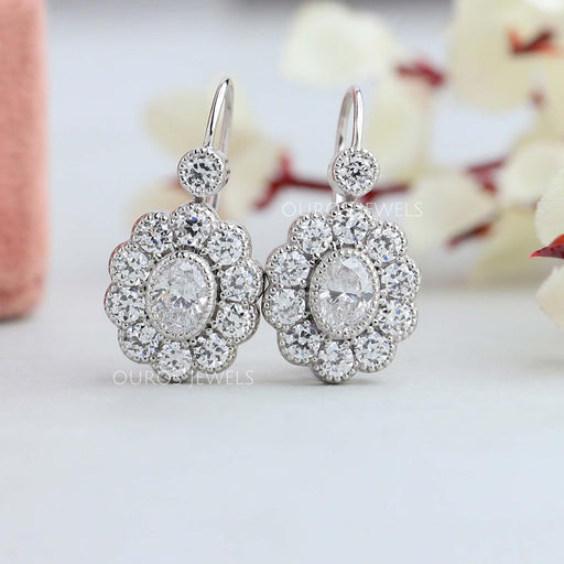 oval diamond drop and dangle earrings