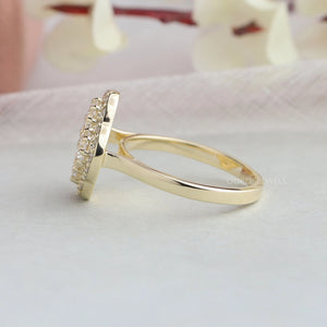 [18k Solid Yellow Gold Round Diamond Engagemnet Ring]-[Ouros Jewels]