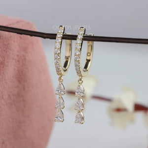 round diamond drop earrings