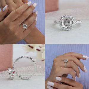 Round Halo Semi Mount Engagement Ring