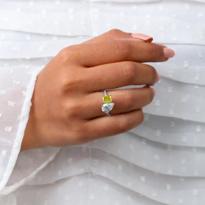 Pear and Yellow Radiant Diamond Toi Et Moi Ring