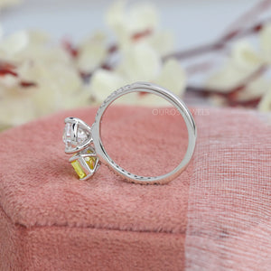 Pear and Yellow Radiant Diamond Toi Et Moi Ring