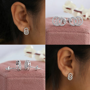 Collage of Double Round Lab Diamond Crystal Lab Diamond Earrings