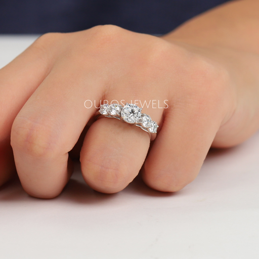 [5 Stone Round Diamond Ring]-[Ouros Jewels]