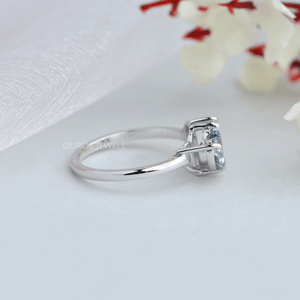 [14k White Gold Two Stone Engagement Ring]-[Ouros Jewels]