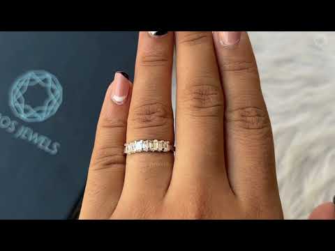 Youtube video of 7 stone emerald cut lab grown diamond band