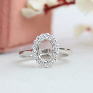 Oval Halo Semi Mount Diamond Ring