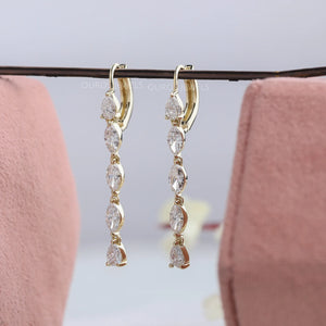 [Marquise Diamond Drop Earrings]-[Ouros Jewels]