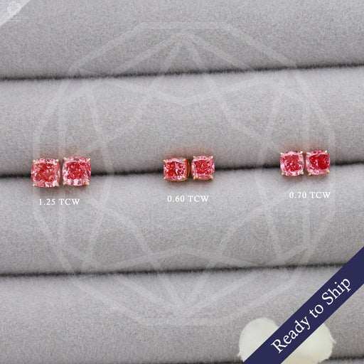 [Pink Cushion Cut Studs Earrings]-[Ouros Jewels]